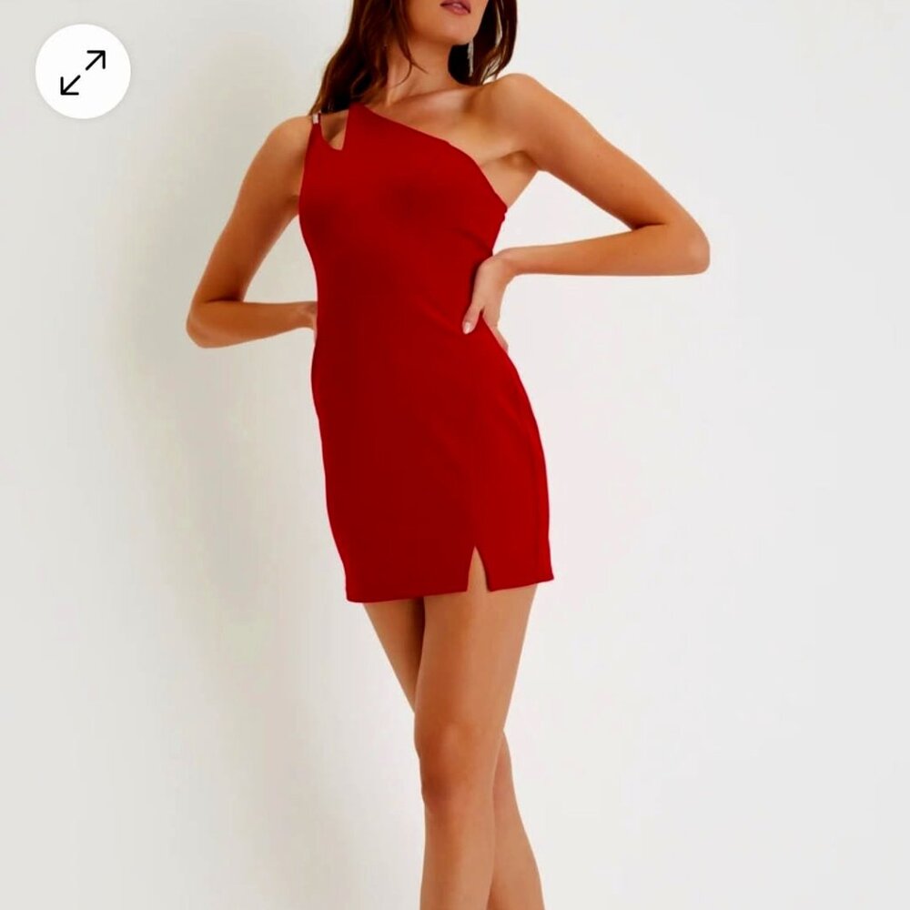 Lulu's Red One-Shoulder Mini Dress